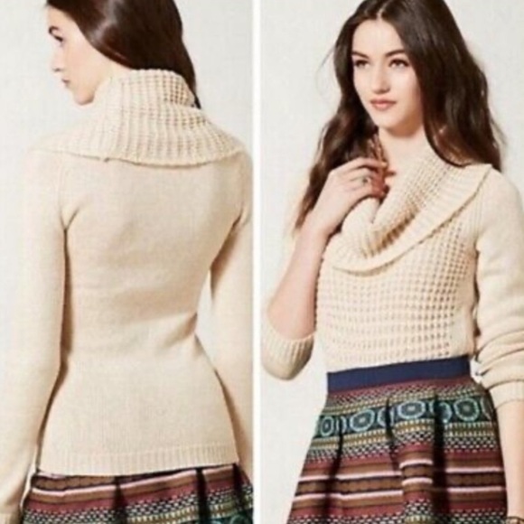 Angel Of the North Wool Mohair Waffle Knit Cowlneck - Picture 2 of 7